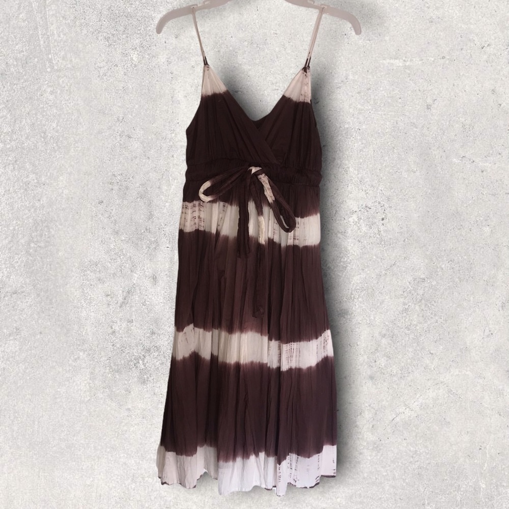 Metro 7 brown & white tie dye sun dress
